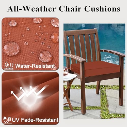 Outdoor Chair Cushions 22x22x4 Inch, Waterproof Spice Patio Furniture Cushions Set of 2 with Ties & Handle, 3 Year Color Fastness Square Replacement Seat Cushions for Sofa, Couch