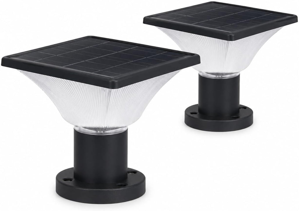 Solar Post Cap Lights Outdoor,Dusk to Dawn Auto On/Off Solar Powered Post Lights Fits Most Posts (2 Pack)