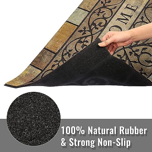 Durable Welcome Door Mats, 24"x36" Heavy-Duty Large Outdoor Mat for Front Door with Non-Slip Rubber Backing for Outside Entry, Garage, Patio, High Traffic Area
