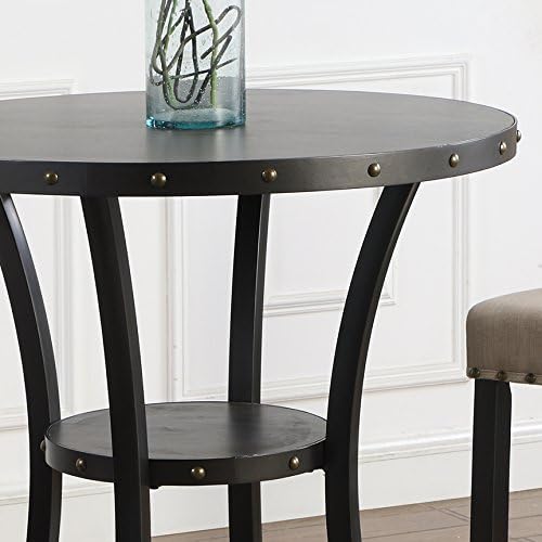 roundhill furniture biony 36" round bar table nail, side view