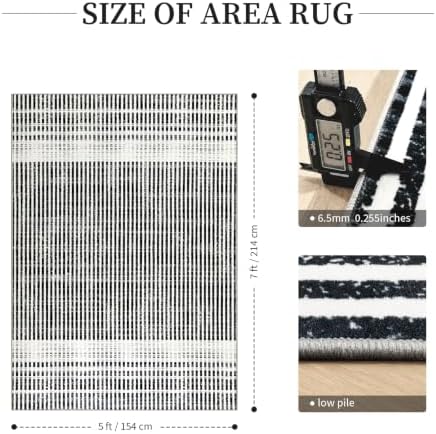 YIHOUSE Washable 5x7 Modern Striped Area Rug, Abstract Living Room Rug