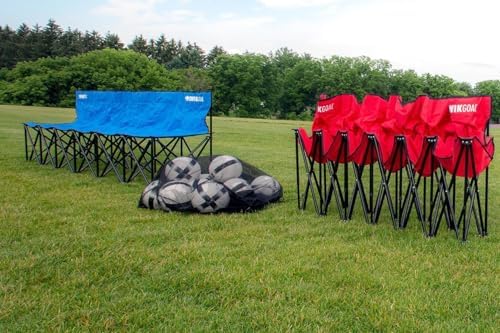 Kwik Goal 6-Seat Kwik Bench, Black, Steel Frame with Woven Fabric Seats, 16" H x 108" W