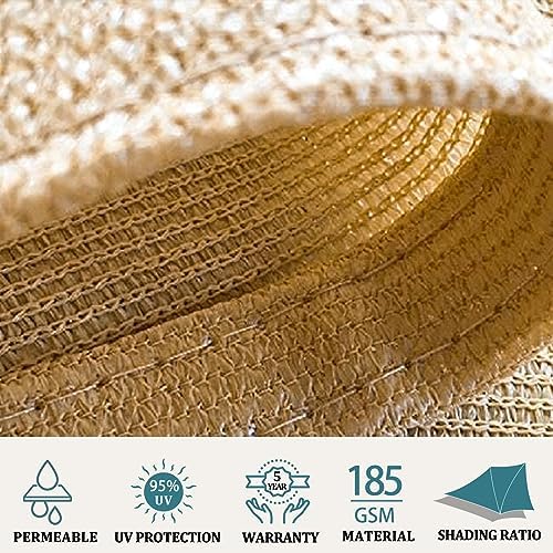 Shade&Beyond 10'X10' Sun Shade Sail Sand Rectangle
