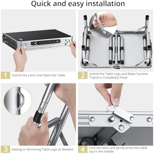 Anbte Folding Camping Table, 24"X 16" Adjustable Height Small Folding Table