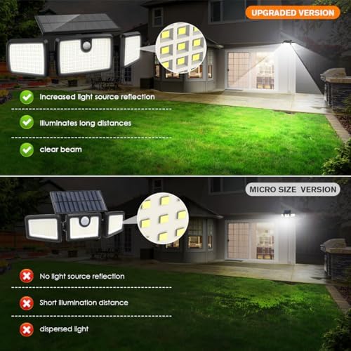 mihani solar lights outdoor, quick charge solar motion, side view