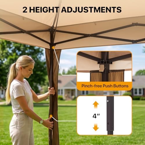 COOS BAY 11x11 Pop Up Gazebo with Netting, Canopy Tent, Beige