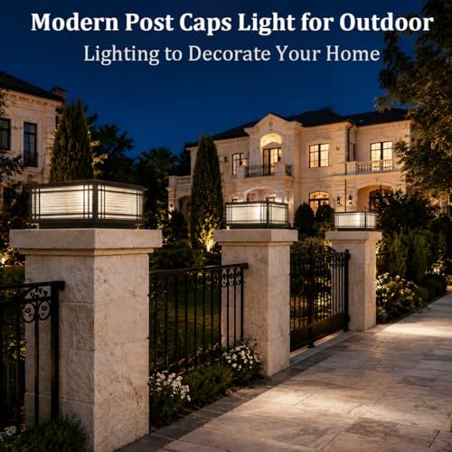 11.81In Outdoor Post Lights Hardwired, 3000K E26 Modern Post Mount Lights