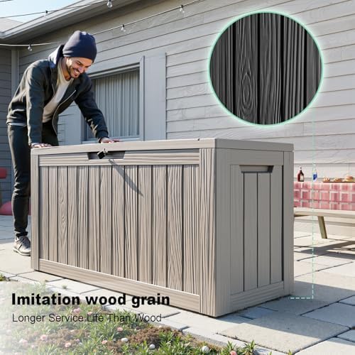 EasyUp 150 Gal Deck Box Waterproof Outdoor Storage Box Gray