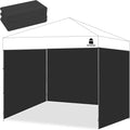 10x10 Pop Up Canopy Tent Sidewalls - Straight Leg Compatible, 300D Waterproof Polyester with 99% UV Protection, 3 Piece Black Wall Set