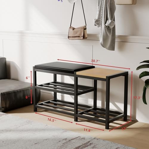 Shoe Bench with Shoe Rack,Shoe Rack for Entryway,Supports 570 lbs