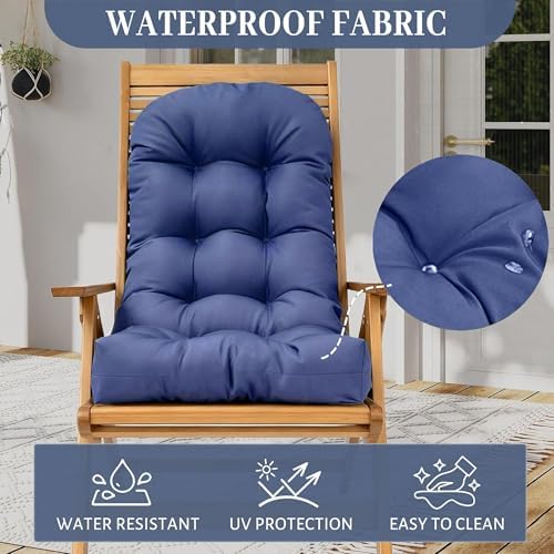 Thickened High-Back Adirondack Rocking Chair Cushion Blue