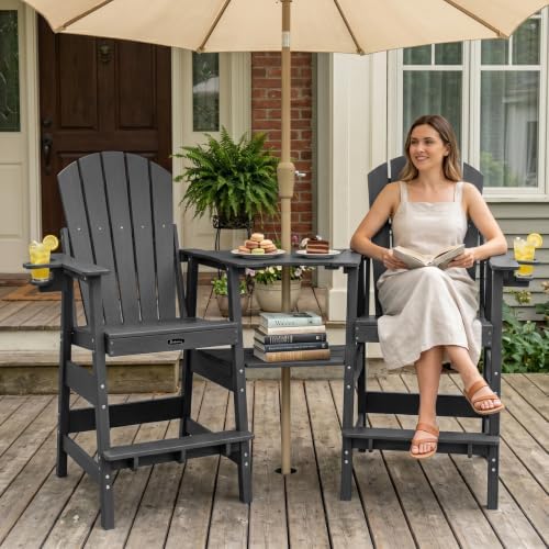 FUNBERRY Tall Adirondack Chair, High Top Balcony Chair with Cupholder