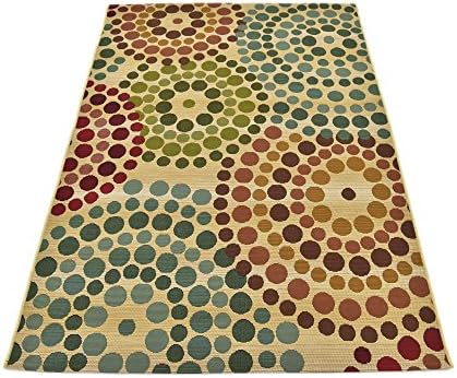 Unique Loom Outdoor Modern Collection Area Rug - Spark (4' 1" x 6' 1" Rectangle, Beige/ Burgundy)