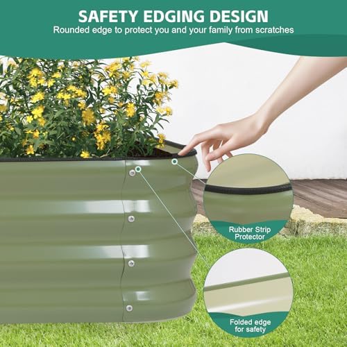 3 in 1 Galvanized Raised Garden Bed, 4x2x1ft, 2Pack, Green