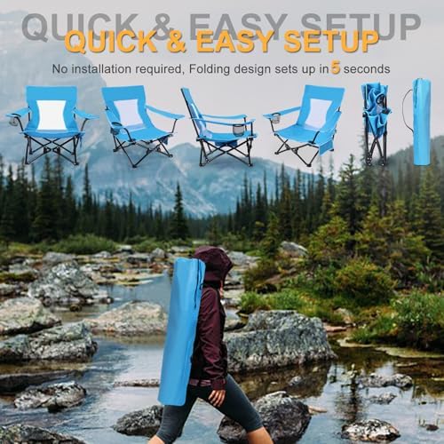 Joyfair Beach Camping Chair (2 Pack), Folding Chair for Adults (Blue)