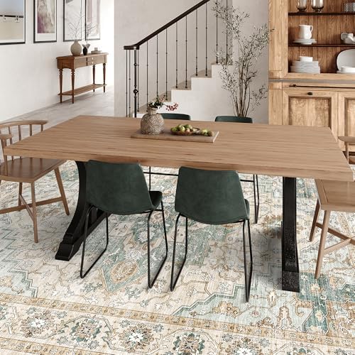 Washable 8x10 Area Rugs, Non Slip Living Room Rug Green/Beige