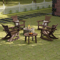 Outdoor Round Coffee Table, Adirondack Patio Coffee Table, Outdoor Large Side Table for Balcony Lawn (Brown)