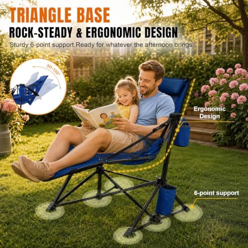 HOPERAN Hammock Camping Chair with Footrest 400lb Swing Chair, Blue 2 Pack