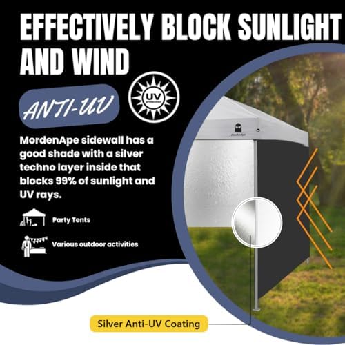 10x10 Pop Up Canopy Tent Sidewalls - Straight Leg Compatible, 300D Waterproof Polyester with 99% UV Protection, 3 Piece Black Wall Set