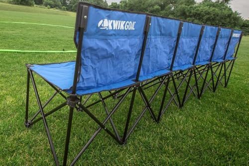 Kwik Goal 6-Seat Kwik Bench, Black, Steel Frame with Woven Fabric Seats, 16" H x 108" W