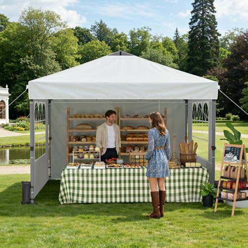 Raynesys 10x10ft Pop Up Canopy Tent with Sidewalls for Events, Parties