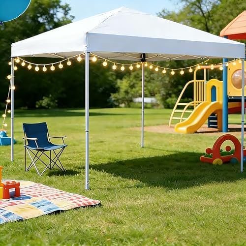 ZENY 10x10 Pop Up Canopy Tent Easy Set-up Outdoor Patio Canopy Adjustable Straight Leg Heights Instant Shelter with Wheeled Bag, Ropes