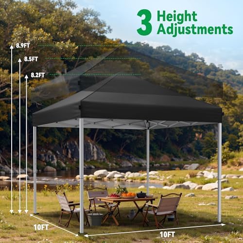 Driftalia 10x10 Pop Up Canopy Tent One-Push Center Lock, Portable Shelter