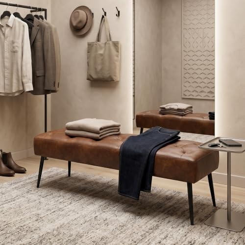 DUHOME Button-Tufted Ottoman Bench, Upholstered Bedroom Benches