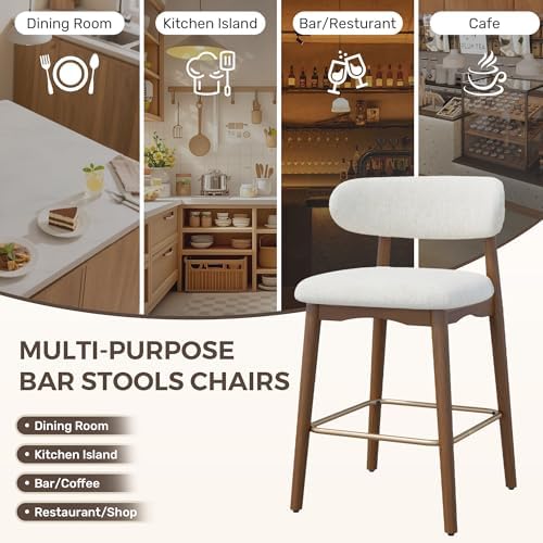 Counter Height Bar Stools, Solid Wood Barstools,26" Set of 2