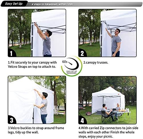 ABCCANOPY Canopy Side Wall Set 10x10,4 Walls Only No Frame and Top White