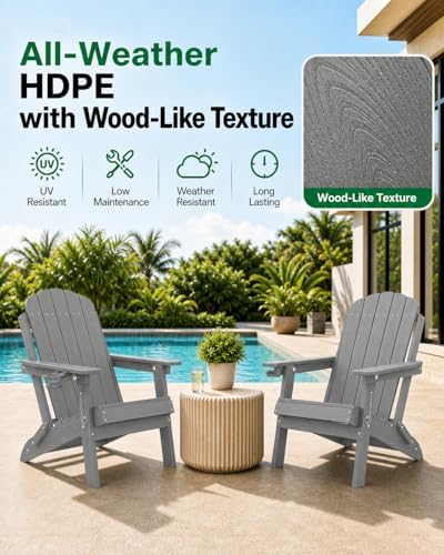YEFU Adirondack Chairs Set of 4 for Patio: Folding Plastic Fire Pit Chair