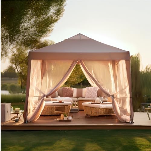 PHI VILLA 10x10 Pop Up Canopy Tent with Netting, Easy Tents Instant Shade