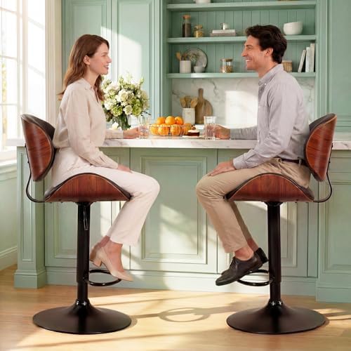 DUMOS Swivel Bar Stools Set of 2, Adjustable Counter Height Bar Chairs