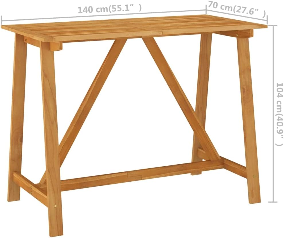 vidaXL Patio Bar Table 55.1"x27.6"x40.9" Solid Acacia Wood