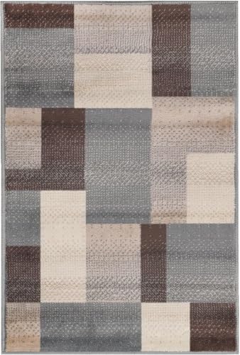 SUPERIOR Clifton Indoor Plush Area Rug, Easy Clean, 3'x5', A Grey