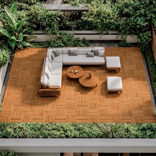 108Pcs Interlocking Deck Tiles, 12x12in Acacia Wood Flooring for Patio