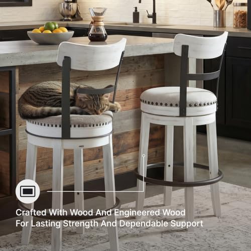 Signature Design by Ashley Valebeck Swivel Counter Height Bar Stool, White