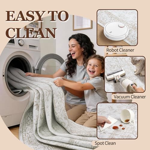 8x10 Area Rugs for Living Room Washable Non-Slip Rug Beige