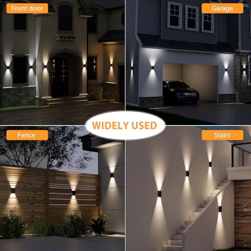Solar Wall Light Outdoor,3000/4000/6000K 3 Modes Dusk to Dawn Lighting Wall Sconce IP67 Waterproof Up and Down Solar Lights Outdoor for House, Garage, Porch,Doorway (2 Pack)