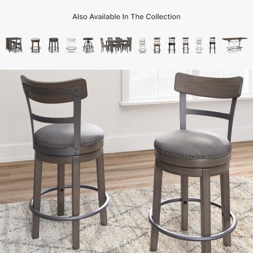 Signature Design by Ashley 1-Piece Swivel Counter Height Bar Stool, Gray
