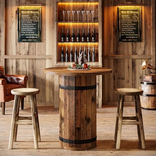Tribesigns Round Bar Table, 39.4-Inch Bar Height, Bistro Pub Table
