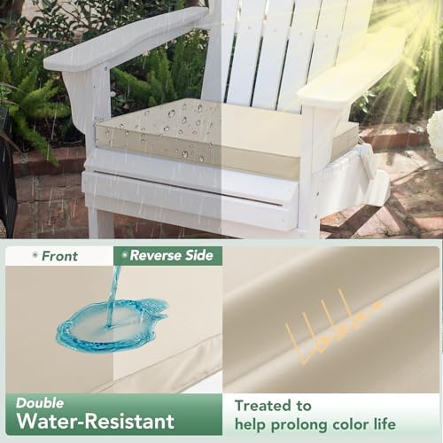 Summsun Outdoor Chair Cushions Set of 4: Water Resistant Seat Cushion for Patio Furniture - 18.5 x 16 x 2 Inch Chair Pads with Ties and Hidden Zipper - Patio Chair Cushion Replacement, Beige