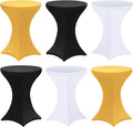 Preboun 6 Pack Cocktail Tablecloth, 32 x 43 Inch, Black White Gold