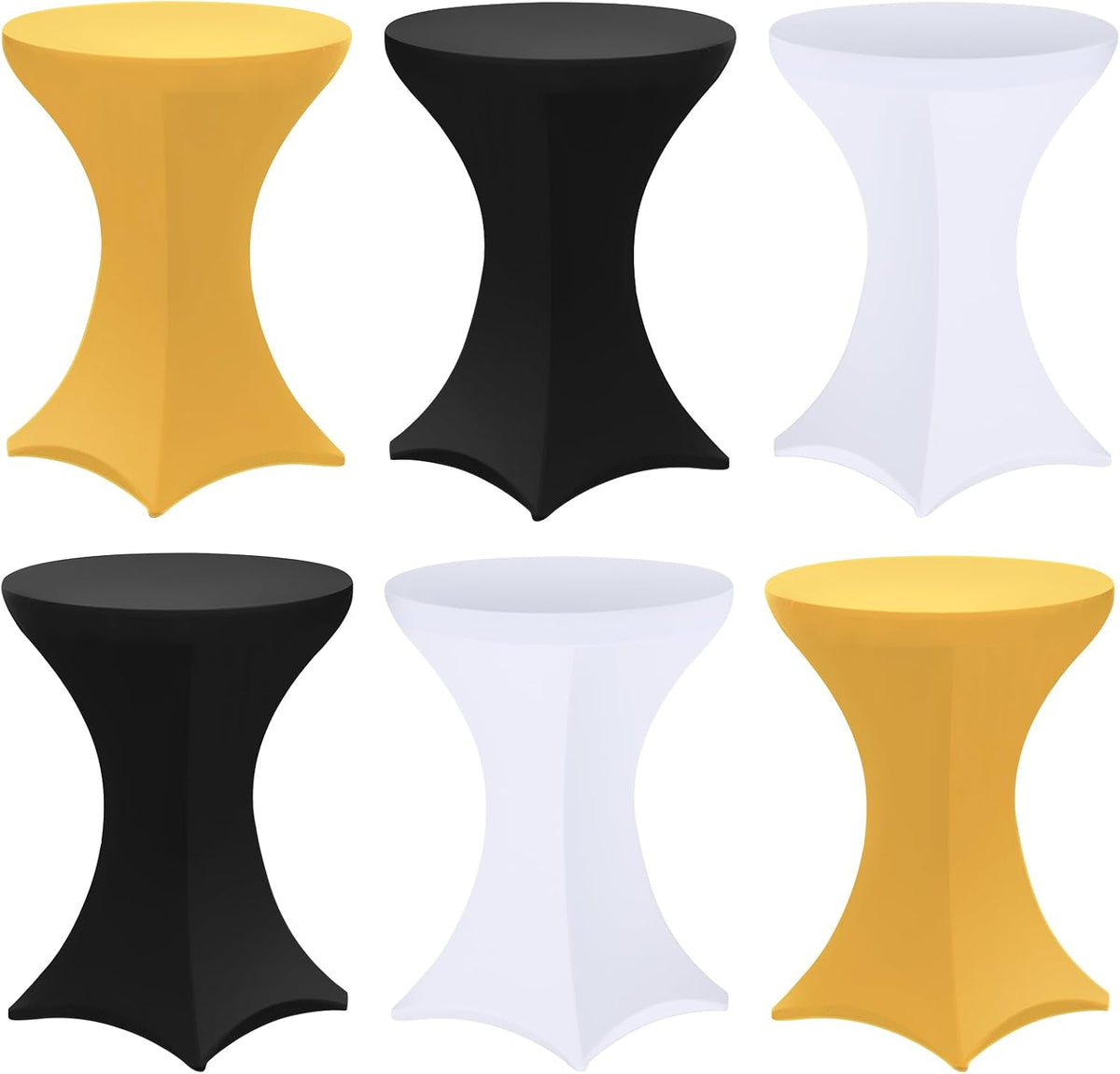 Preboun 6 Pack Cocktail Tablecloth, 32 x 43 Inch, Black White Gold