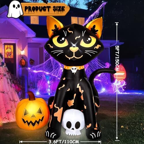 CAMULAND 5FT Halloween Decorations Outdoor, with Built-in LED Lights