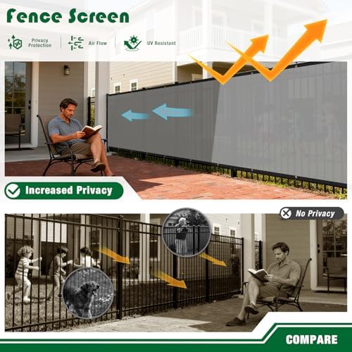 Privacy Fence Screen 6'x40' Outdoor Mesh Fencing Panels Temporary Fence Covering Privacy Shade Net Covers for Backyard Garden Pool, Light Gray