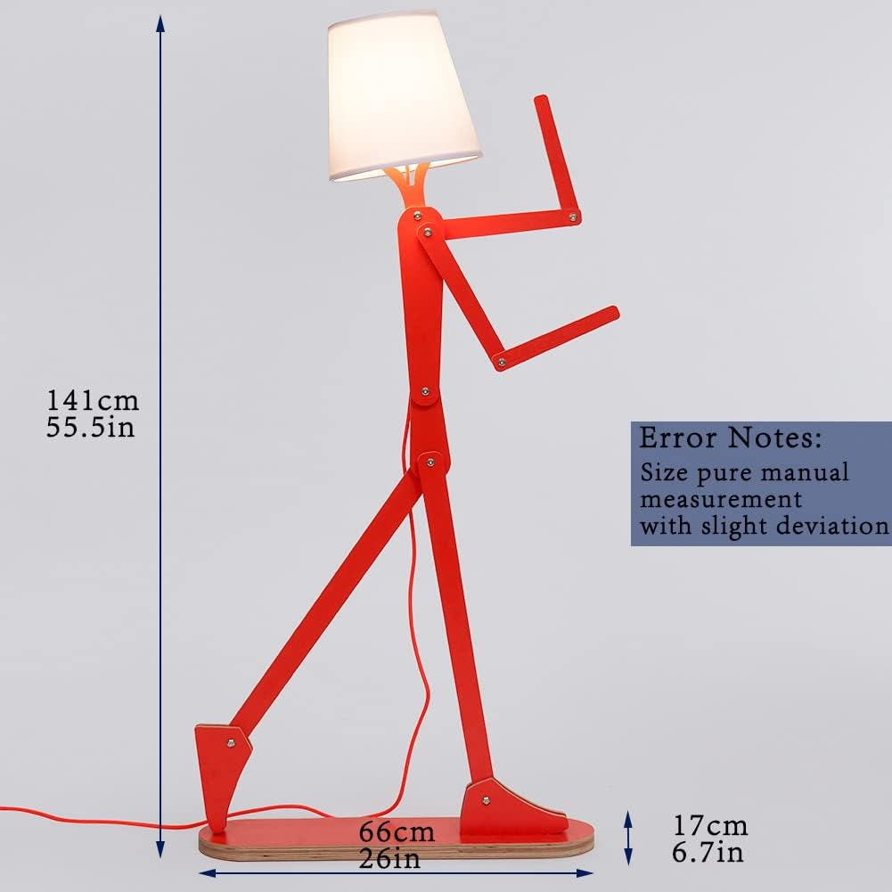 Cool Tall Wood Floor Lamp Corner Reading LED Bulb Included, Orange