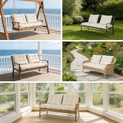 Yddsky 3Pcs Wicker Chair Cushion Sets for Patio Furniture,White,47*19*4''
