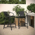 Flash Furniture PE Rattan Indoor/Outdoor Restaurant Barstool, Black, 2-Pack