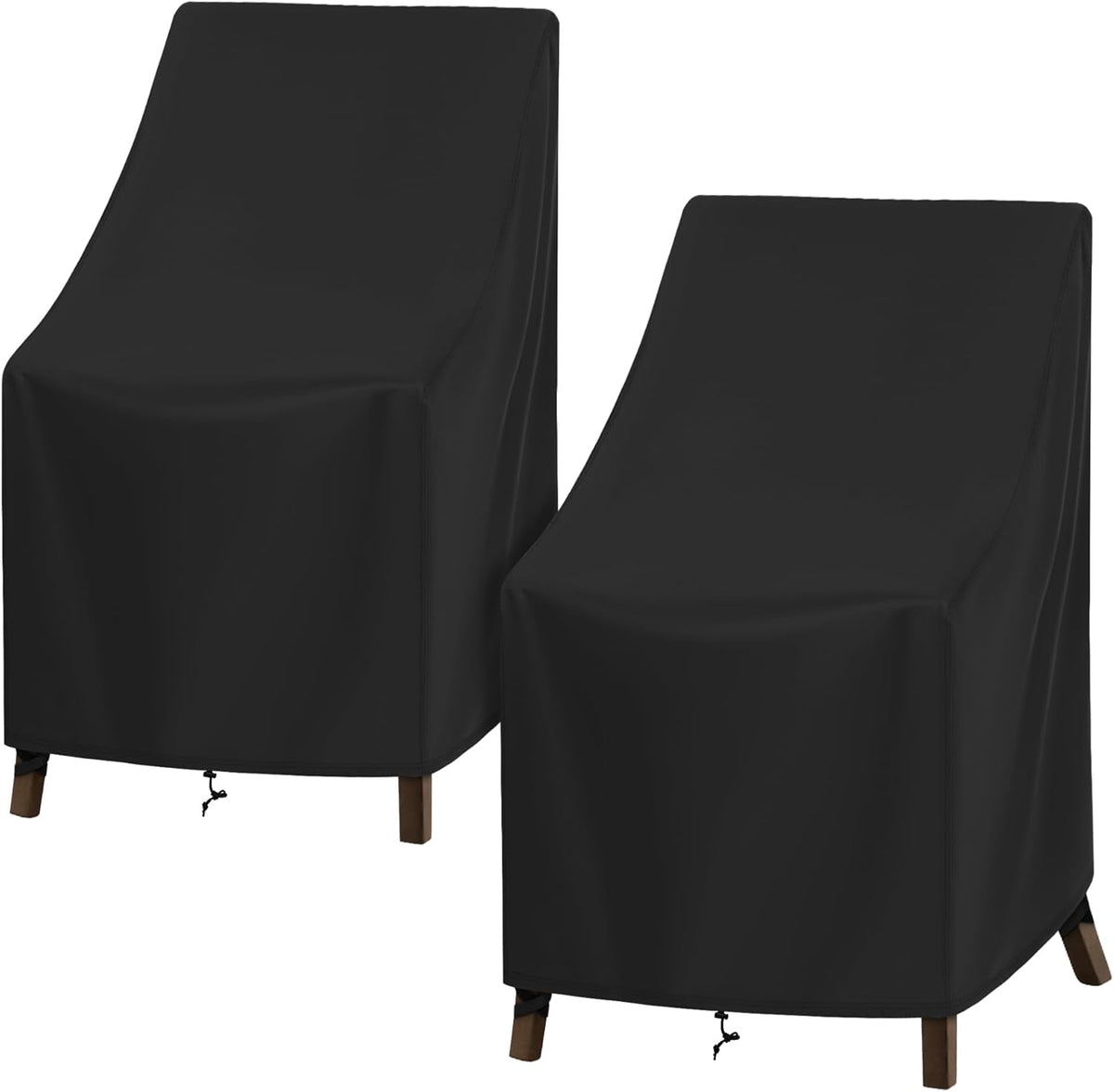 SunPatio Outdoor High Back Chair Covers 2 Pack, 27"W x 30"D x 42"H, Black
